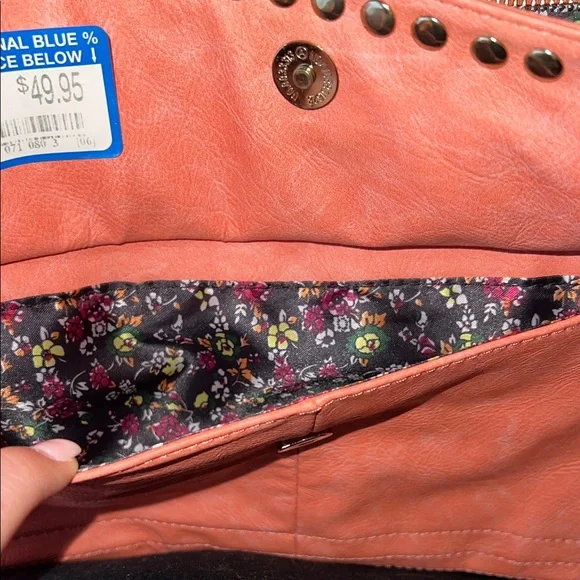 Urban Expressions Coral Crossbody Bag with Gold Accents - Picture 3 of 9